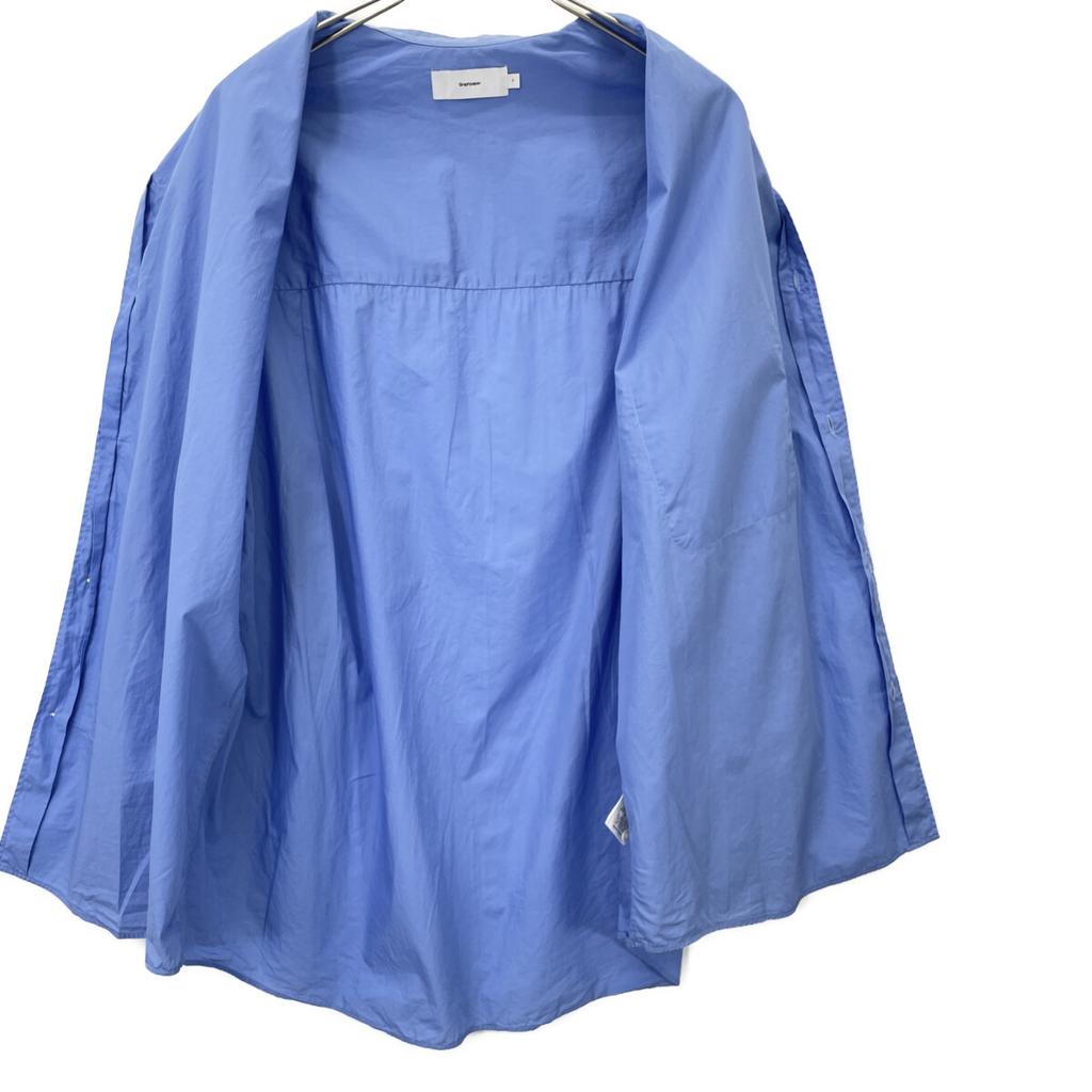 Graphpaper GM221-50116B Blue Oversized Banded Collar Shirt tops F blueUsed