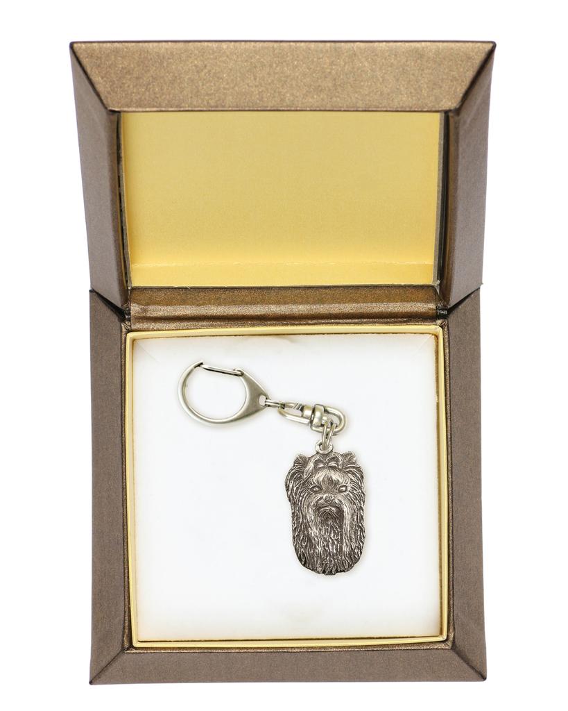 Yorkshire Terrier, Yorkie II - Silver-plated Key Ring with a Dog In a Gift Box, Handbag Decoration, Backpack Pendant by Art-Dog Brand