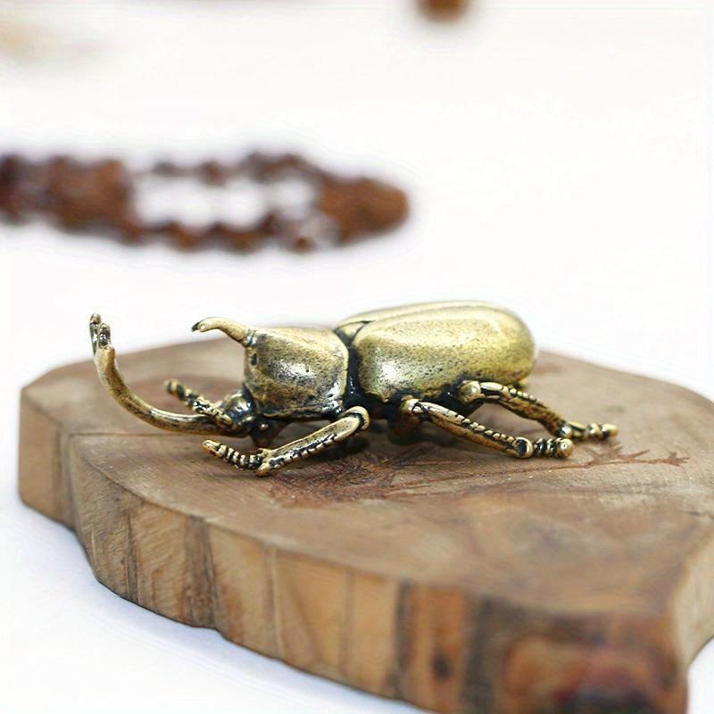 Solid messingbille ornament | Håndlaget Unicorn Fairy Tea Pet | Vintage kobberinsektdekorasjon til hjemmet og skrivebordet