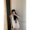 Women's Stylish V-Neck Sleeveless Summer Dress: Loose Fit, Slimming, Solid Color, Short Skirt - New Fashion Collection.