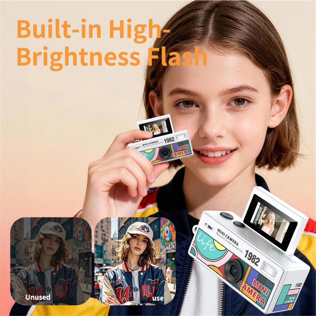 1080P Mini Digital Camera 180° Flip Screen Selfile Keychain Camera Retro CCD Small Camcorder Video Recorder Support Memory Card