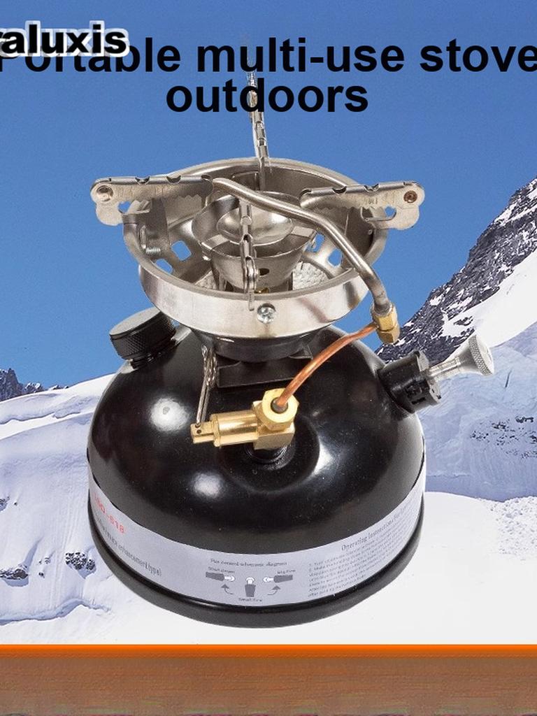 Portable Liquid Fuel Stove - Gasoline Diesel Alcohol Burner Outdoor Camping Picnic Heater with Windscreen