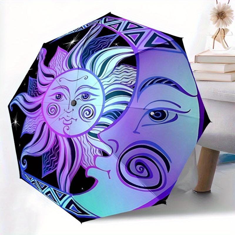 1pc Sun Moon Decor Automatic Opening/closing Umbrella with Auto Open/Close, Windproof, Foldable Sunshade, Perfect Gift for Friends, Durable