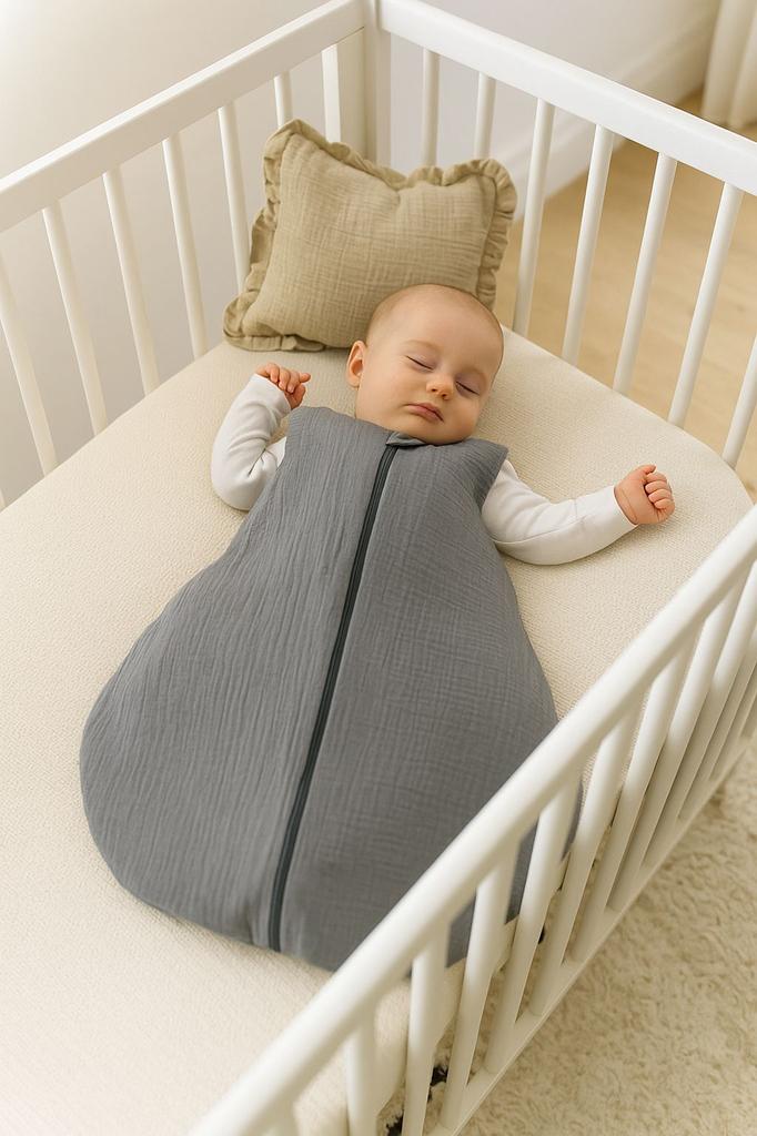 Rounded Muslin Sleeping Bag for Children M 6-12 Months Summer TOG 1.0 - Anthracite