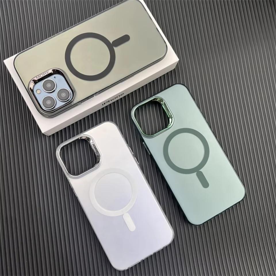 Ultra Thin Transparent Hard PC Magnetic Phone Case For iPhone 15 14 13 12 11 Pro Max 15 Plus For Magsafe Wireless Charge Cover