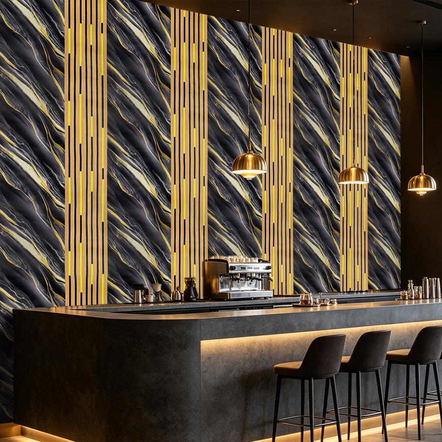 In Stock Light Luxury Wood Grain & Gilded Marble Self-Adhesive Wallpaper - PVC Bestseller
