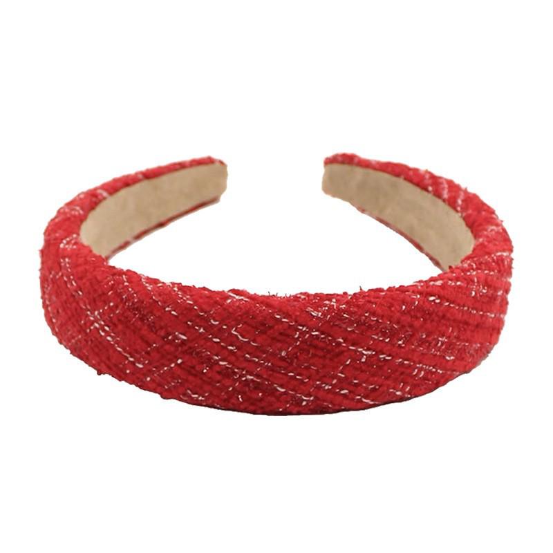 Retro Red Velvet High Crown Headband - Wide Edge Korean Influencer Style