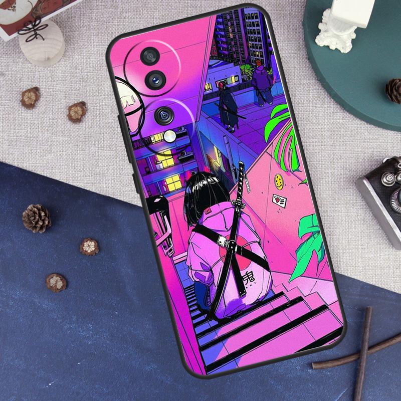 Vaporwave Glitch Anime For Honor Magic 8 Pro 5 6 7 Lite Case For Honor Win RT 400 200 50 70 X8c X8b X9a X9b X9c X9d