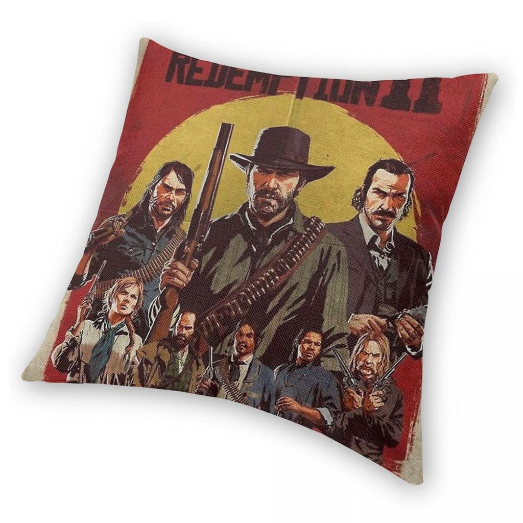 Federa per Cuscino Red Dead Redemption Outlaws For Life Poliestere Lino Velluto Decorazione Copricuscino da Lancio Copricuscino per Seduta Divano 18"