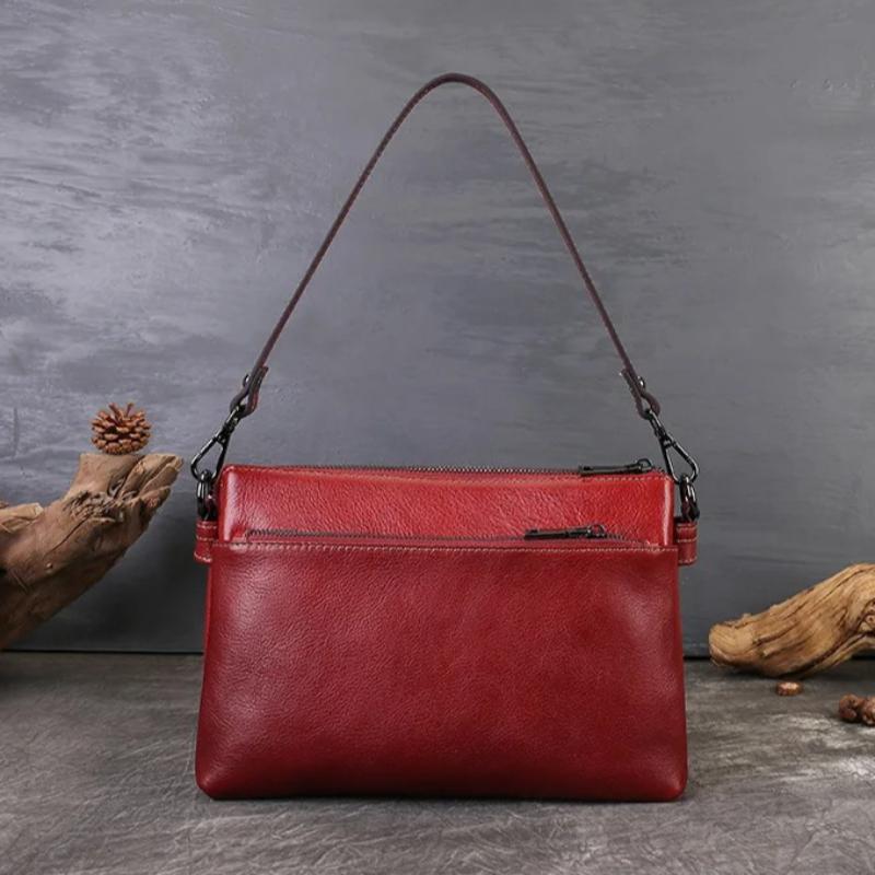 Johnature Genuine Leather Women's Bag Versatile Armpit Bag Commuting Multi-layer Shoulder Crossbody Bag