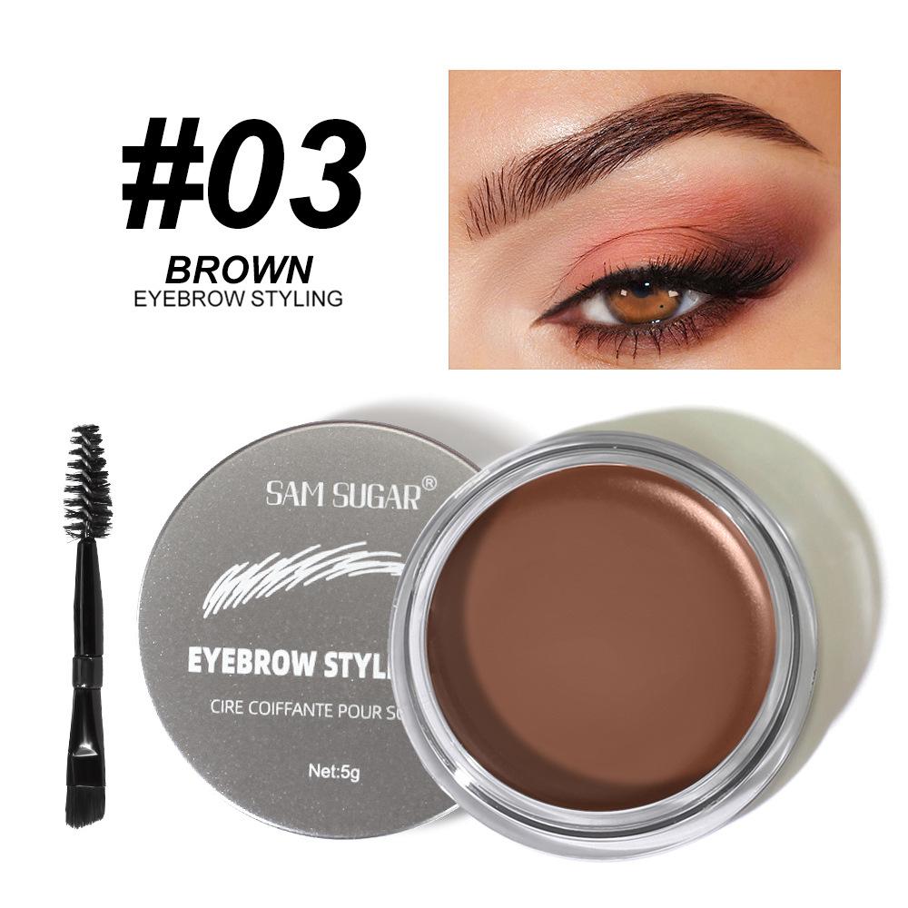 Eyebrow Pomade and Brush Set Waterproof Long-Lasting Smudge-Proof Brown Brow Gel Cream 3D Natural Feathered Wild Eyebrow Makeup for Women