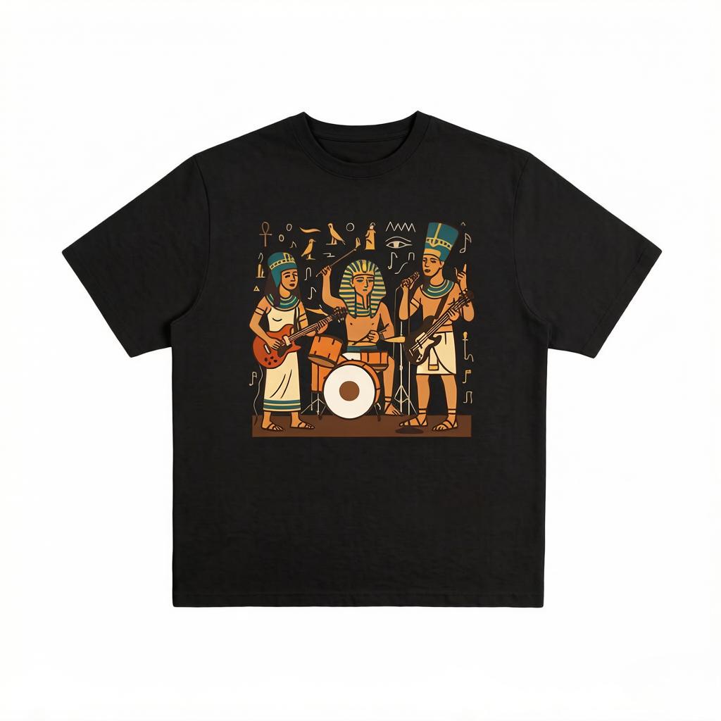 

Egyptian Rock Band Fun American Retro ShortSleeved Unisexs and Womens Couple TShirt Cotton Drip Clothing Y2k Clothes Unisex XL