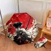 1PC Samurai Sunset Blossoms Automatic Umbrella - Suitable Travel Outdoor Portable Umbrella Birthday Gift Daily Essentials