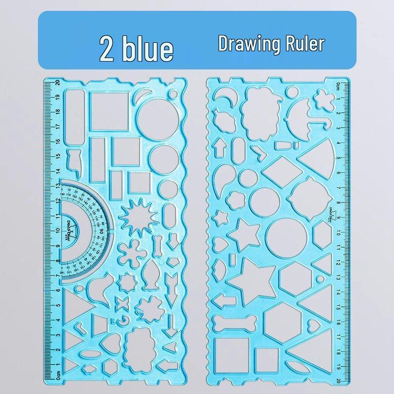 Multifunctional Kaleidoscope Ruler Set: Magic Hand-Painted, Thick Template, Straight Ruler, Protractor for Drawing and Painting