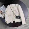 2025 Korean Style Off-White French Tweed Socialite Jacket for Women