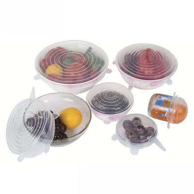 6pcs - Silicone Kitchen Set Fruit Fresh Food Saver Cover Covers Dishwasher Microwa_l481