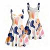 Women Plus Size Sweetheart Neck Strappy Sleeveless Abstract Printed Flared Dress