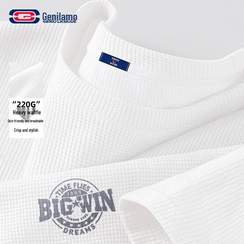 GENIOLAMODE Men s Waffle Knit Short Sleeve T-shirt 2XL