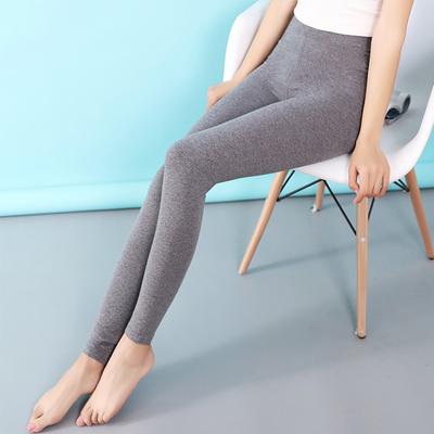 Sous-vêtement thermique fin une pièce pour femme taille haute couleur unie legging coupe slim mélange coton extensible pantalon de base d'automne