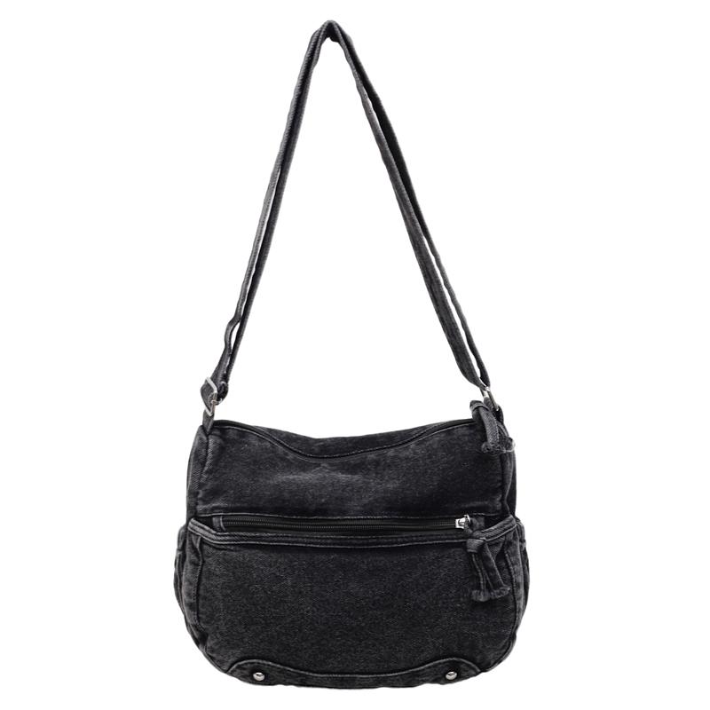 

Джинсовая сумка Женская большая вместительная на плечо через плечо Винтажная сумка для поездок на работу чёрный