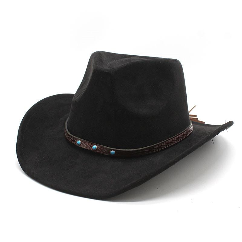 Minority Woolen Hat Men And Women Couple Hat Suede Western Cowboy Top Hat