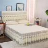 3pcs Set Bed Spread Princess Lace Bed Skirt Solid Color Luxury King Queen Bedspread with 2pcs Pillowcase