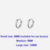 Silver 6/8/10MM Smooth Surface Round 14K Gold Plated Hoop Earrings For Women Classic Fine Jewelry Piercing Ear Accessories