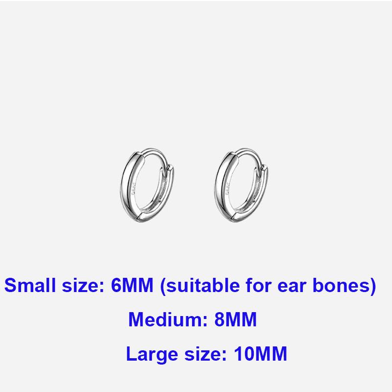 Silver 6/8/10MM Smooth Surface Round 14K Gold Plated Hoop Earrings For Women Classic Fine Jewelry Piercing Ear Accessories