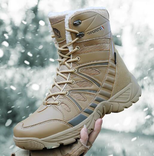 

Большого размера новая модная повседневная обувь зимние ботинки плюс бархат теплые военные ботинки тренд мужские хлопковые ботинки Combat shoes M1096 47 верблюд