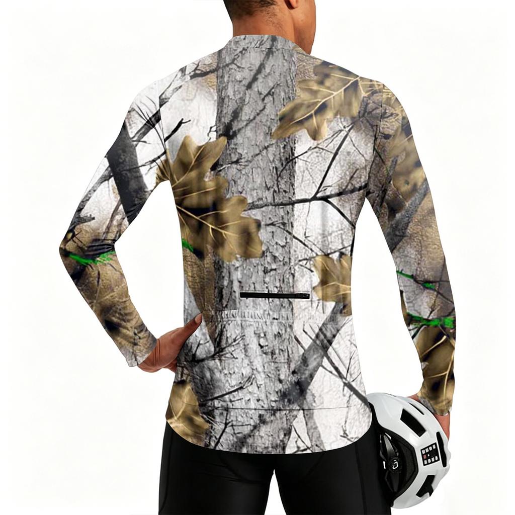 Men's Long Sleeve Cycling Jersey Breathable Quick Dry Half Zip Pullover Lightweight Athletic Shirt for Outdoor Sports