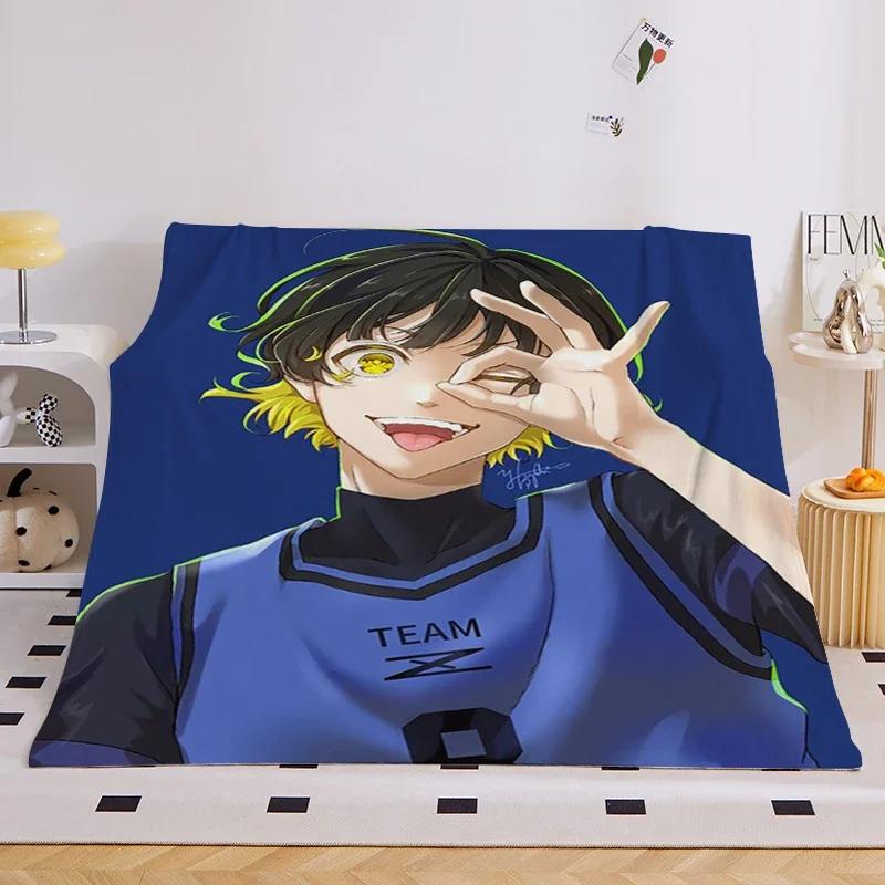 Anime Flannel Blanket Sofa B-Blue Lock Microfiber Bedding King Size Warm Winter Bed Fleece Camping Nap Fluffy Soft Blankets