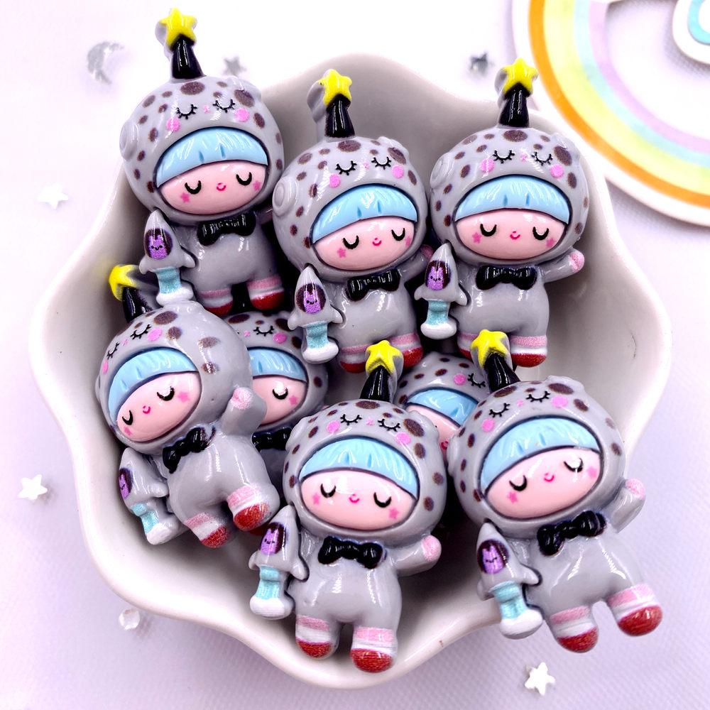 10PCS Resin Colorful Princess Burger Donut Star Cartoon Man Flat Back Stone Figurines Scrapbook DIY Bow Decor Accessories Crafts
