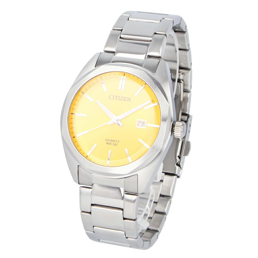 

Citizen Мужские кварцевые аналоговые часы с тремя стрелками, металлические, из нержавеющей стали, серебристые, желтые BI5110-54Z жёлтый