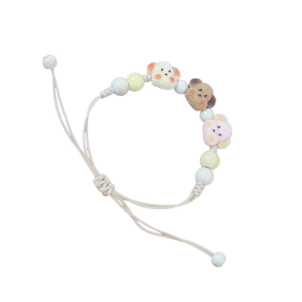 Distinctive Ceramic Dog Bracelet Handwoven String Bracelet Fashion Wrist Jewelry for Cartoon Style and Gift Giving