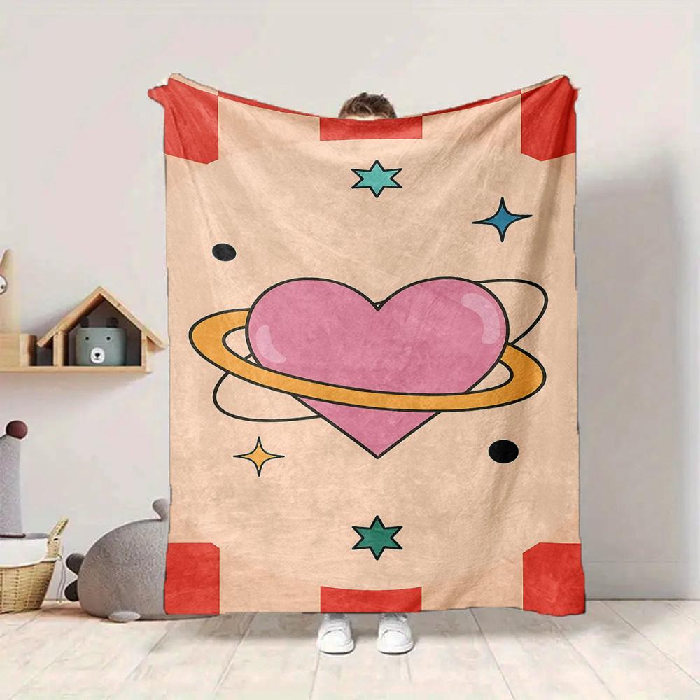 1pc Heart Planet Blanket Warm, Cozy, And Soft, Suitable for Sofas, Beds, Cars, And Office Use.Perfect for Camping And Travel, Making It a Great Gift f
