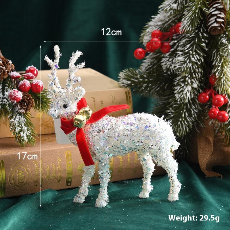 1pcs Christmas Reindeer Deer Ornaments Decorations House Tabletop Decor Hanging Baubles Flocking Mini Deer Pendant Elk Cloth