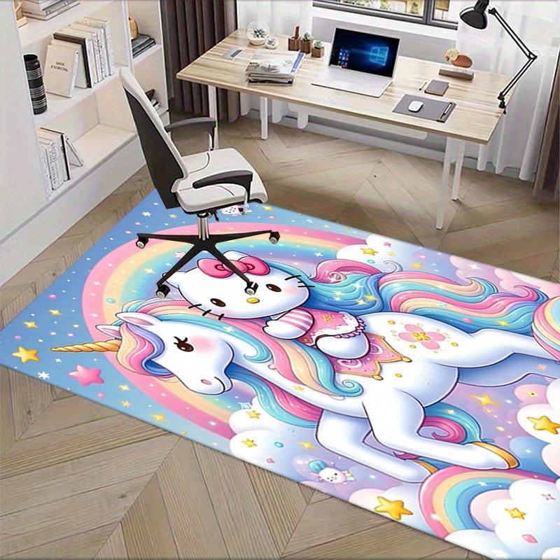 Office Rug Unicorn, Hello Kitty Anti-Slip Rug, Machine Washable for Living Room, Bedroom, Office, Multiple Sizes, Bedroom Mat, Decorative Mat, Durable