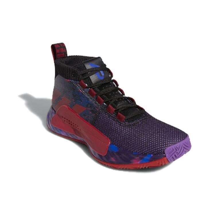 Adidas D Lillard 5 Shock Absorption Non-Slip Wear-Resistant Mid-Top Basketball Shoes Men Sneakers Purple Red EF8663