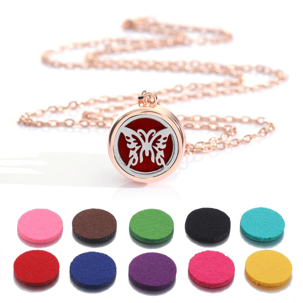 New rose gold Tree Of Life Aromatherapy Perfume Locket Fashion Essential Oil Diffuser Necklace For Women Pendant Jewelry Gift