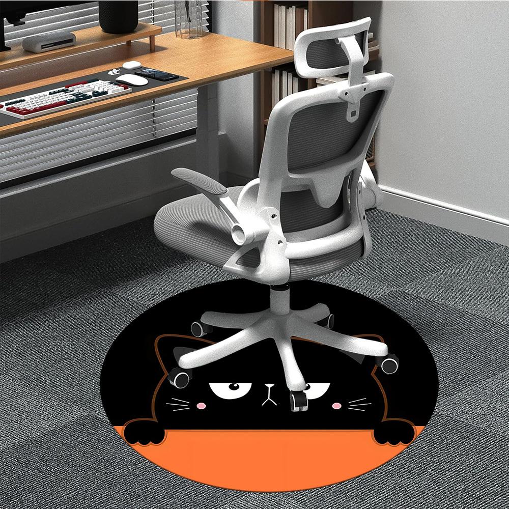 1 Stück Katzenkreis Büro Runder Teppich, Unter Bürostühlen Schlafzimmer Wohnzimmer Heimdekoration, Zimmer Deko