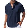Summer New Cotton and Linen Short-sleeved T-shirt Stand-up Collar Men's Simple Casual Shirt White Gray Black