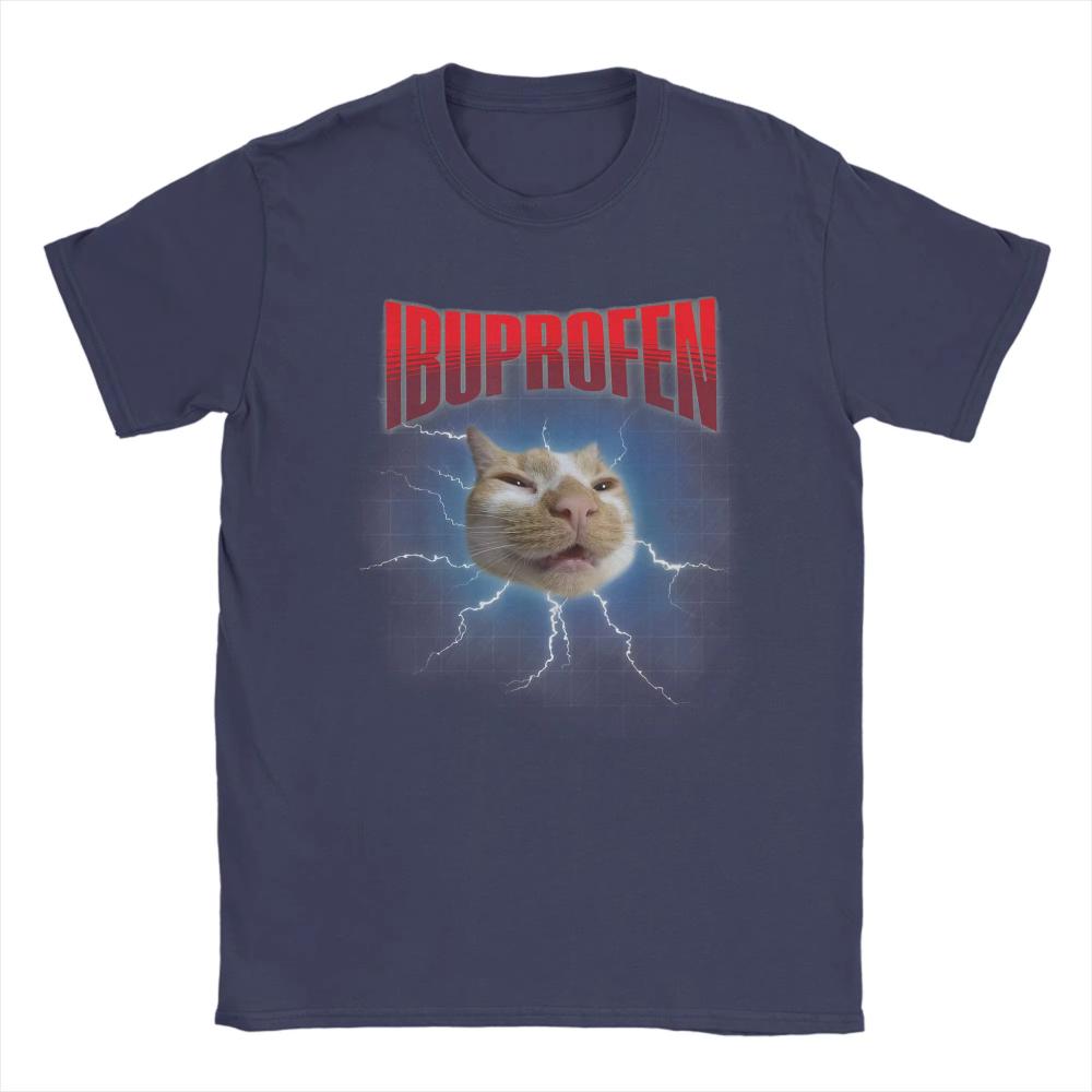 

Cool Funny Ibuprofen Cat Hilarious Cat Meme T-Shirts for Men Women Round Collar Cotton T Shirts Short Sleeve Tees Plus Size Tops 4XL
