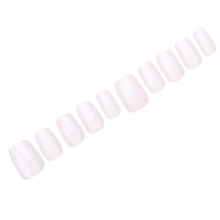 10 Pieces White Cats Eye Short Square Press On Nail Full Cover False Nail Acrylic Stick On Nail for Women Easy To Use