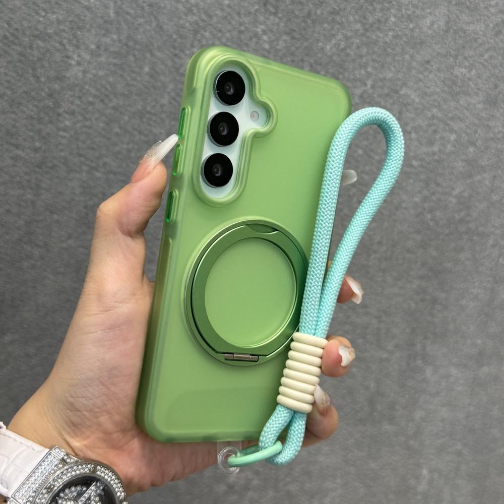 

Matte Ring Magnetic Stand Holder Case For Samsung Galaxy S25 Ultra S24 Plus Translucent Wrist Strap Lanyard Shockproof Cover Galaxy S24+