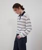 STEP AROUND Stripe Collar Linen Knit_Navy