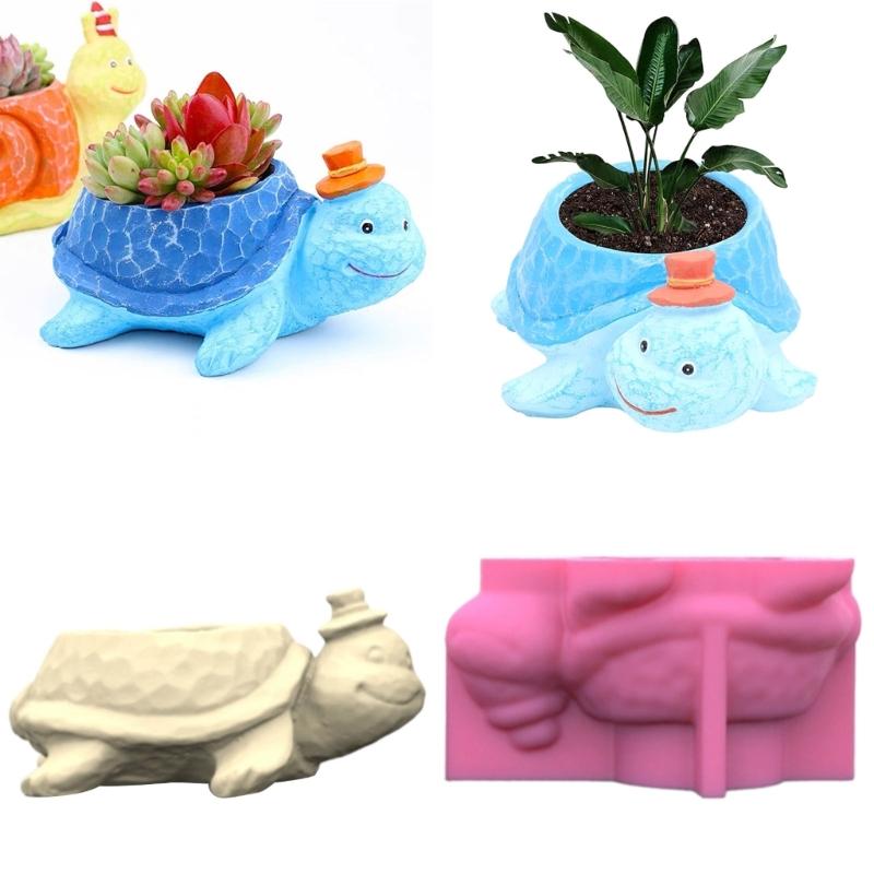 Turtle Animal Gypsum Flower Pot Silicone Mold Epoxy Resin Casting Mold Succulent Vase Cement Clay Mold Pen Holder Mold
