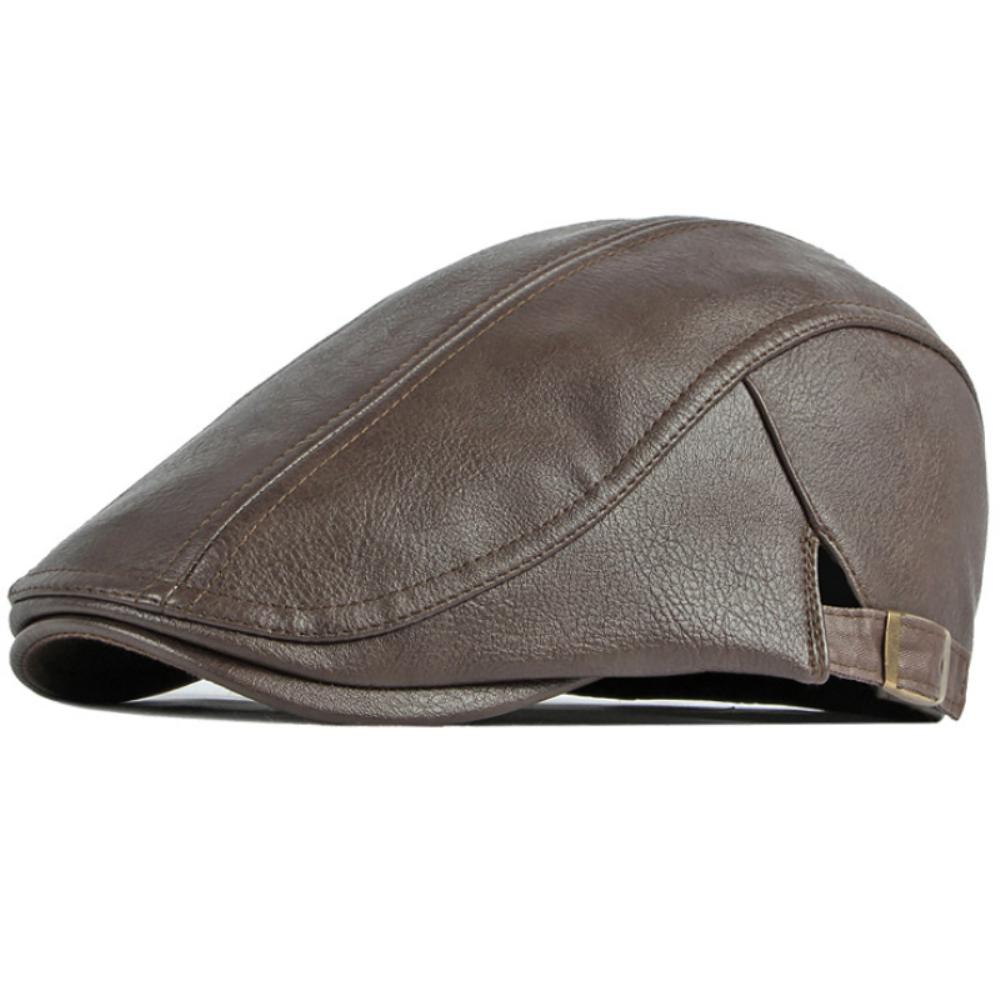 HT4864 Berets Autumn Winter Hat Men Women PU Leather Cap Artist Painter Beret Hat Male Female Ivy Flat Cap Adjsutable Beret Caps