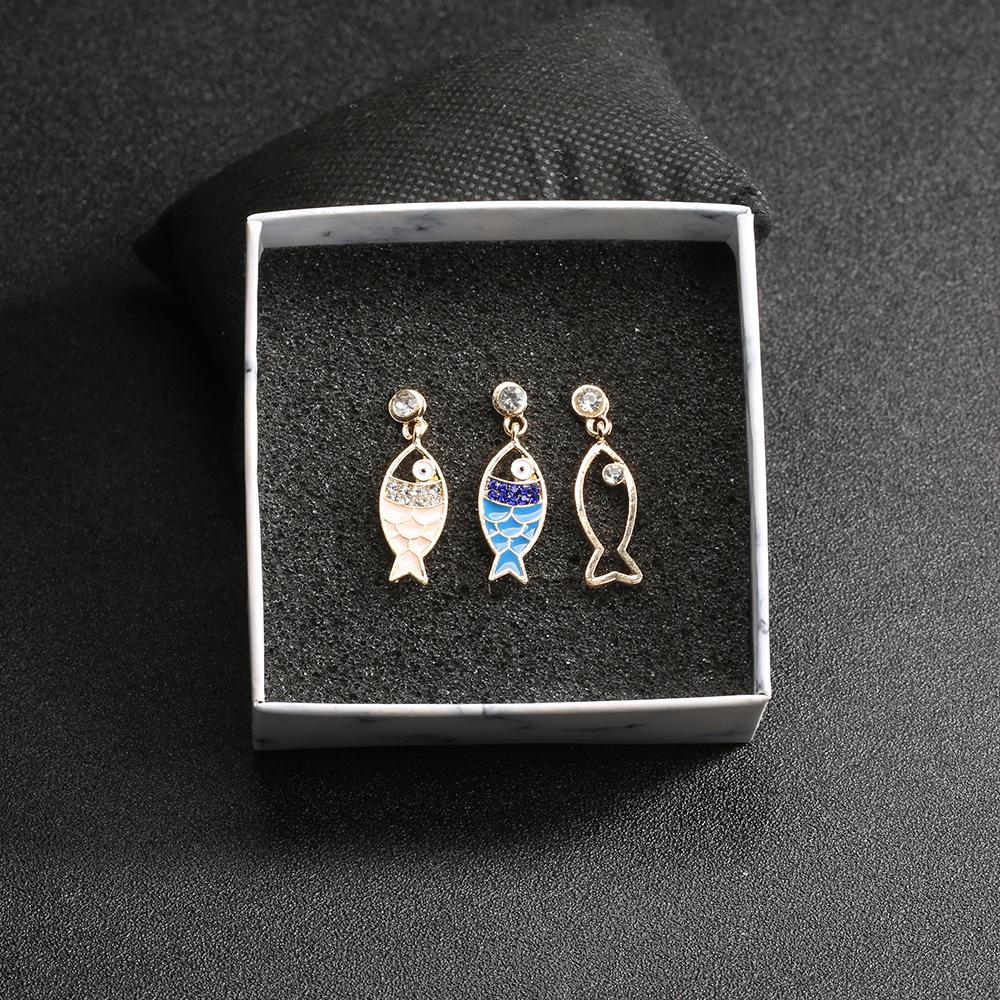 Cartoon Hollow Zircon Fish Earrings New Bohemian Ocean Elements Cute Fashionable Creative Design Earrings Women Holiday Jewelry