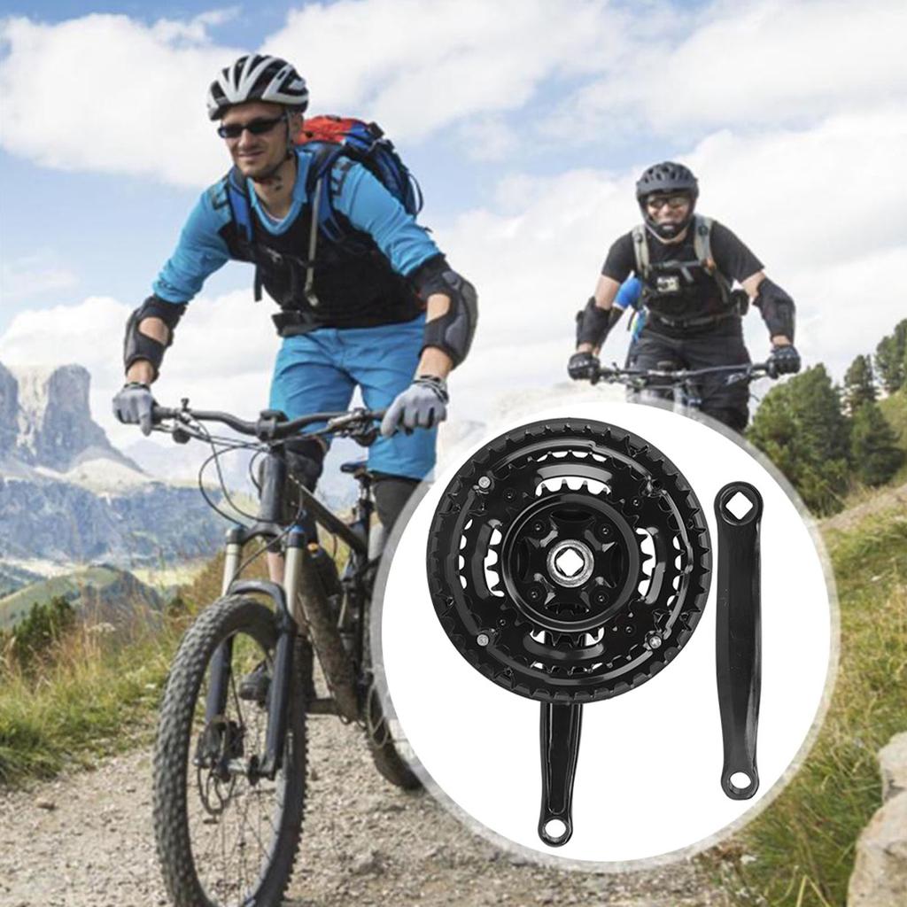 High Carbon Steel Crankset Crank 24-34-42T with Chains Cover for Variable Speed Mountain Bike Road Crankset