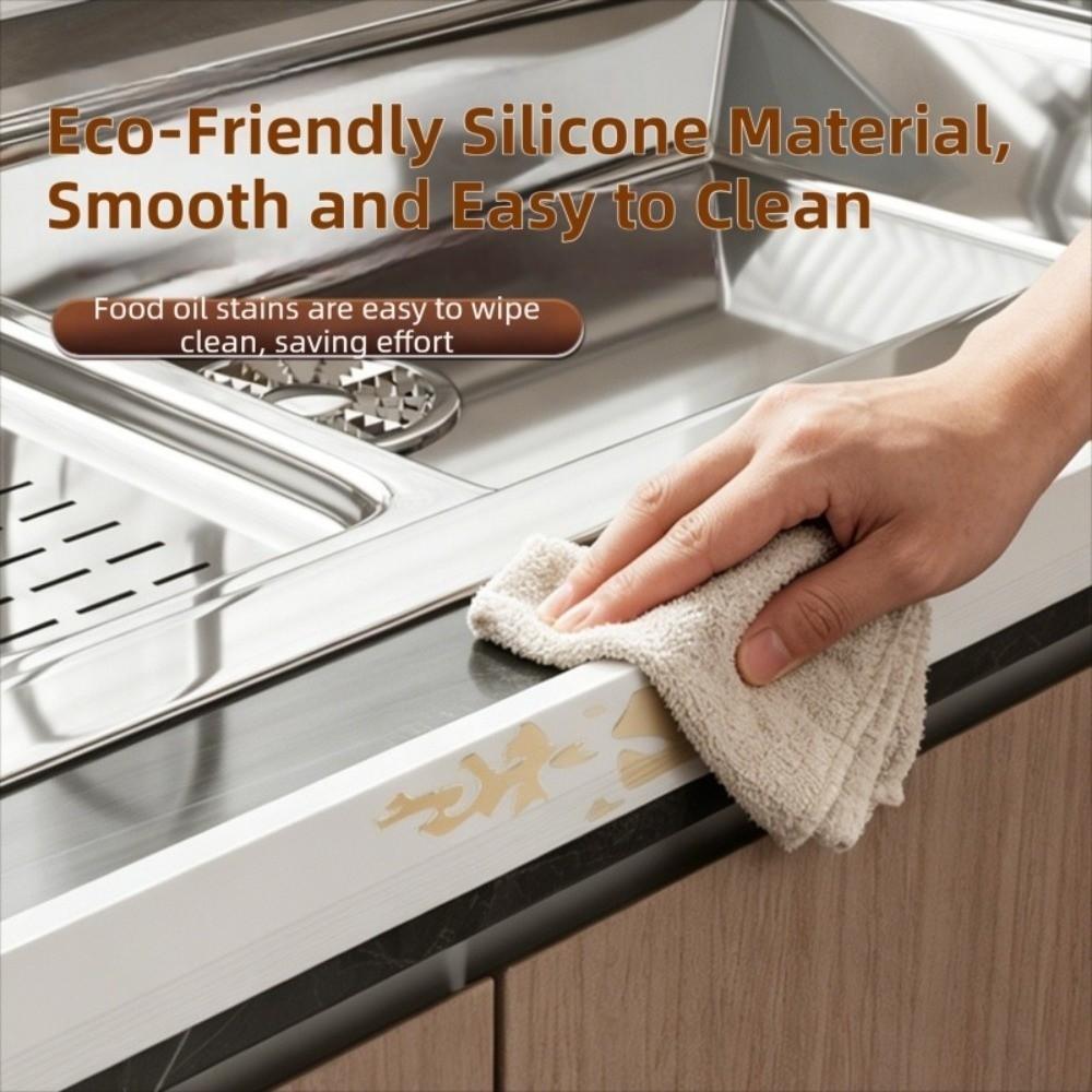 Self Adhesive Countertop Backsplash Double-Rib Support Splash Guard Seal Floor Edge